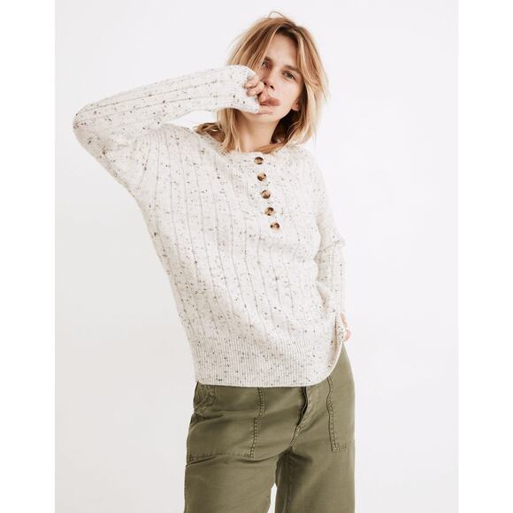 Madewell Sweaters - NWT Madewell Donegal Bowden Henley Sweater – Size M – Donegal Snow